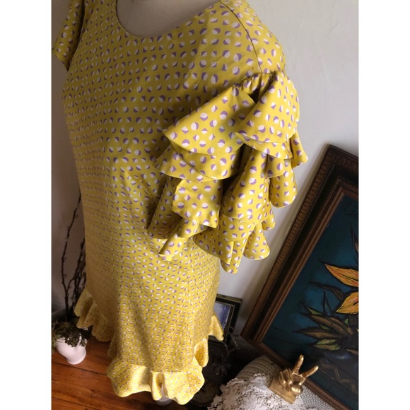 Kate Spade Yellow ruffle sleeve shift dress - Picture 4 of 16